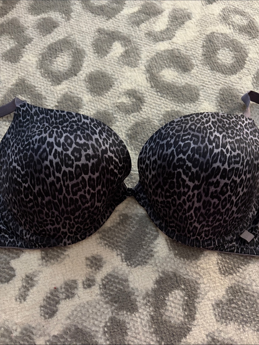 Victoria's Secret Leopard Print Padded Bra - Black and Gray